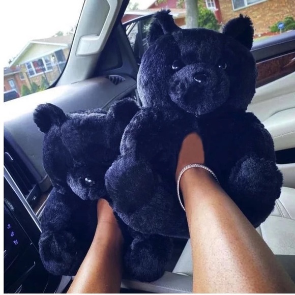 Fuzzy Wuzzy Teddy Bear Slippers - Picture 9 of 10